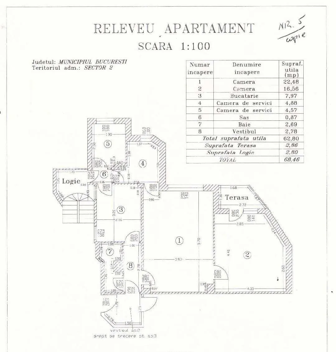 Vand Apartament 3 camere nerenovat, zona Piata Universitatii